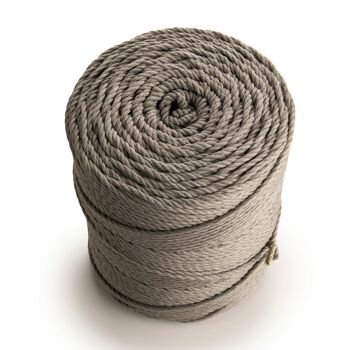 Corde Cordon Macramé 3 brins Torsadé 3mm x 270m ou 135m Cordon coton 3 brins GRIS CLAIR 2