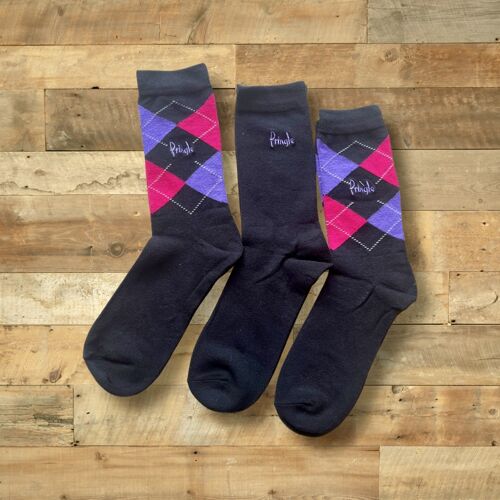 3er Pack Ladies Socks - Black/Lilac/Pink