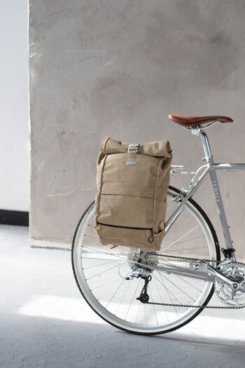Sac à dos de sacoche de vélo en toile cirée Roll Top - Sandstone 1