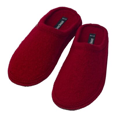 Slippers - Slippers made of felted sheep's wool Dark red