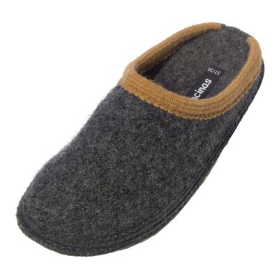 Bacinas slippers with color accent anthracite with light brown opening