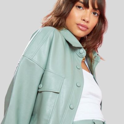 Sage Green Faux Leather Jacket