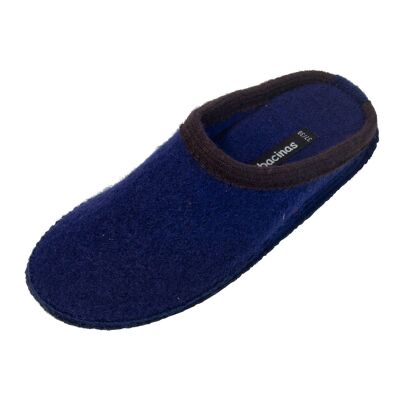 Pantuflas Bacinas con acento de color azul oscuro con abertura marrón oscuro