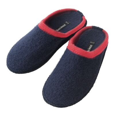 Bacinas slippers with accent navy blue color with red opening