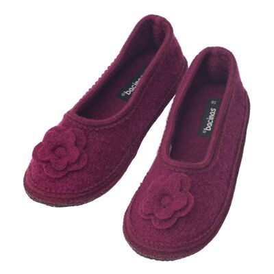 Slippers - house ballerina made of fulled sheep's wool Purple