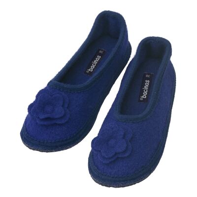 House ballerina slippers made of felted sheep's wool, dark blue