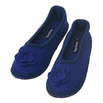 Chaussons ballerines House en laine de mouton feutrée, bleu foncé 1