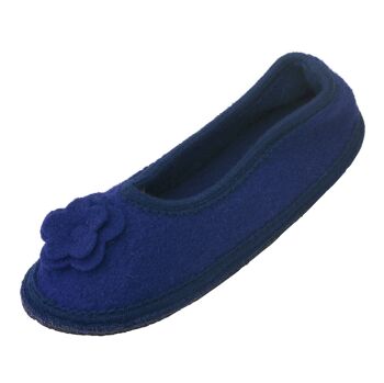 Chaussons ballerines House en laine de mouton feutrée, bleu foncé 2