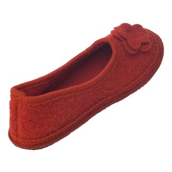 Chaussons - ballerine maison en laine de mouton foulée terracotta 3