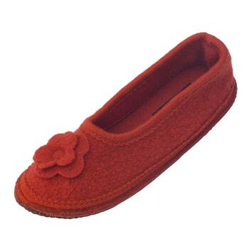 Chaussons - ballerine maison en laine de mouton foulée terracotta 2