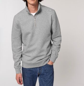 Sweatshirt bio Quarter Zip - Gris 5