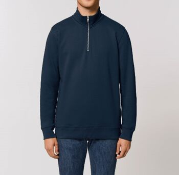 Sweatshirt bio Quarter Zip - Bleu marine 4