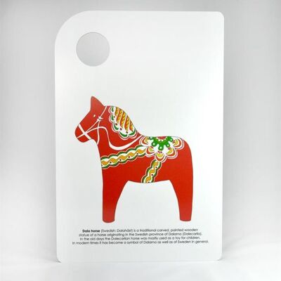 Mellow Design planche à découper Dala cheval 20x30 cm blanc-rouge imprimé Skärbräda Dala cheval