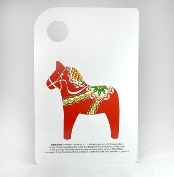 Mellow Design planche à découper Dala cheval 20x30 cm blanc-rouge imprimé Skärbräda Dala cheval 1
