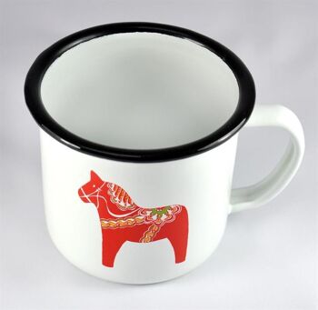 Mellow Design mug en émail Dala cheval blanc avec empreinte rouge Emaljmugg Dala cheval 3