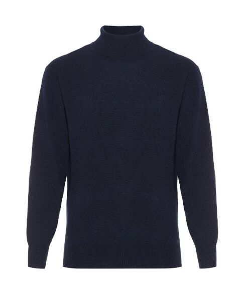 Navy Cashmere Polo Neck Jumper