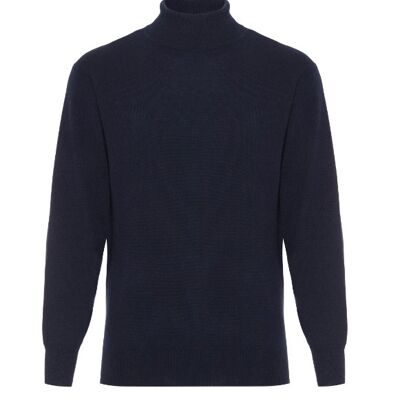 Navy Cashmere Polo Neck Jumper