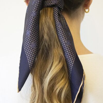 Bufanda de seda barroca azul marino