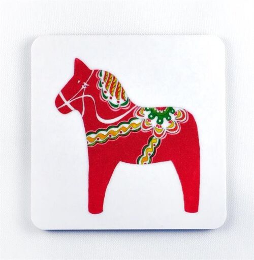 Mellow Design Magnet Dalapferd 6,5x6,5cm weiß-roter Druck Magneter Dala horse