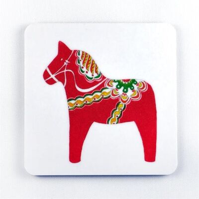Mellow Design Magnet Dalapferd 6,5x6,5cm weiß-roter Druck Magneter Dala horse