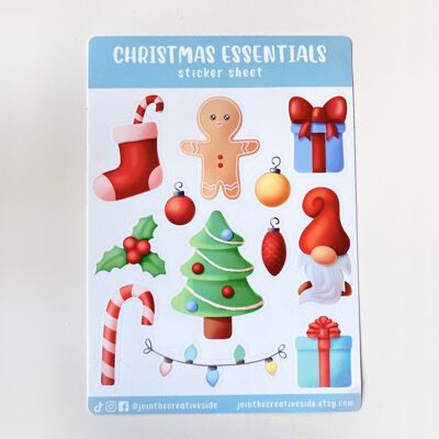 Christmas Planner Stickers, Winter, Vinyl sticker Sheet,