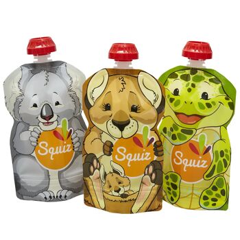 Lot de 3 gourdes à compote Réutilisables SQUIZ - AUSTRALIE 130 ml 2