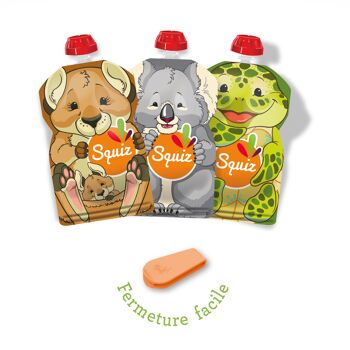 Lot de 3 gourdes à compote Réutilisables SQUIZ - AUSTRALIE 130 ml 1