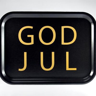 Mellow Design tray 27 x 20 cm Christmas print God Jul black