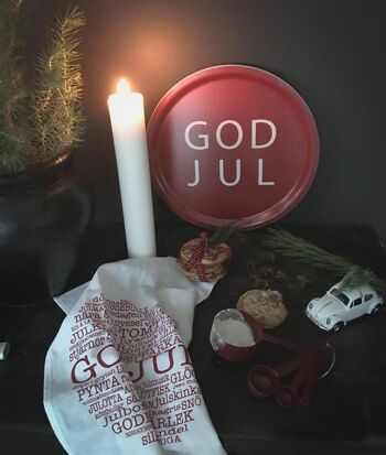 Plateau Mellow Design 31 cm rond Christmas print God Jul - rouge uni 3