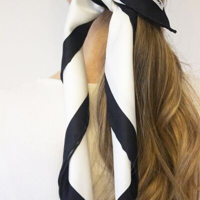 White Bordered Silk Scarf