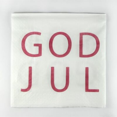 Serviettes design moelleuses au design de Noël imprimé God Jul - uni 20pcs. 33x33cm