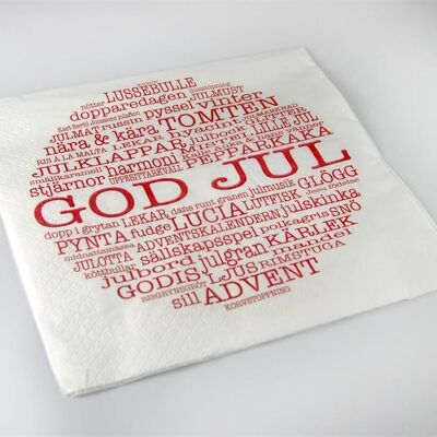 Tovaglioli dal design morbido con motivo natalizio Print God Jul & Text 20 pezzi. 33x33 cm