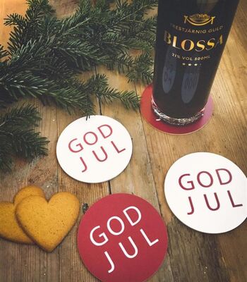 Mellow Design Sous-verres 4 pièces God Jul Merry Christmas 9cm 2