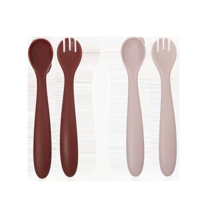 Rebjoorn - Silicone Spoon & Fork Red & Pink 4-Pack