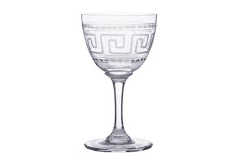 Un ensemble de six verres à liqueur en cristal avec motif clé grecque 2