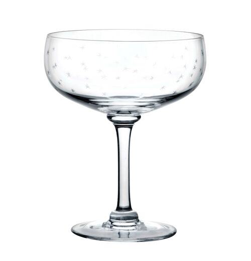 A Set of Four Crystal Cocktail Glasses with Stars Design