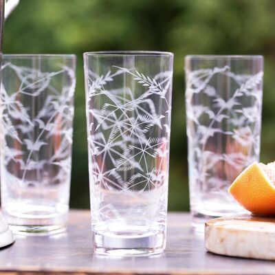 Un set di quattro bicchieri di cristallo con design Fern