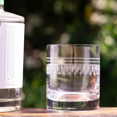 Un par de copas de whisky de cristal con diseño de óvalos