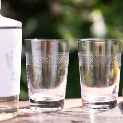 A Set Of Six Crystal Tumblers with Bands Design