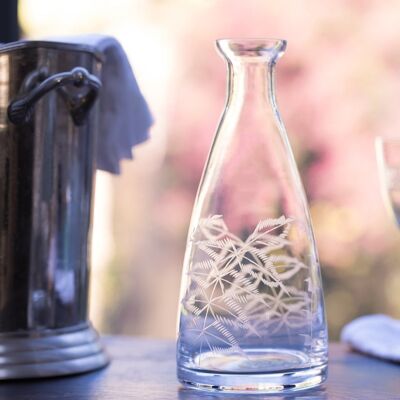 A Crystal Table Carafe with Fern Design