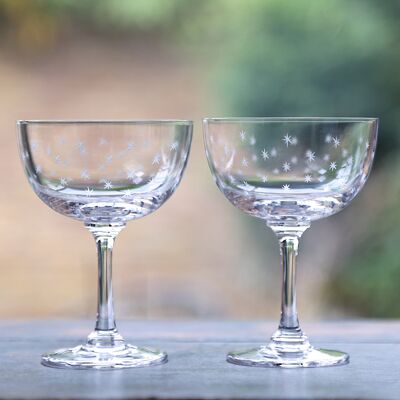 A Pair of Crystal Champagne Saucers All Designs - Stars