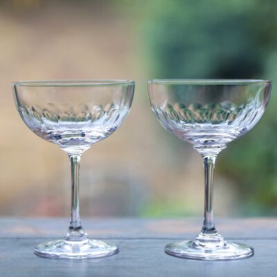 A Pair of Crystal Champagne Saucers All Designs - Lens