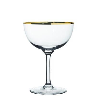 Ein Paar Kristall-Champagner-Untertassen, alle Designs – Goldrand