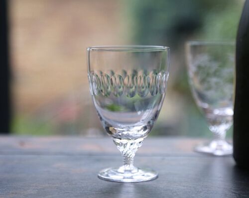A Set Of Six Crystal Bistro Glasses with Lens Design
