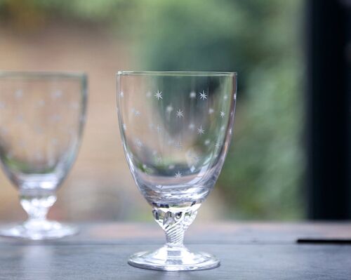 A Set Of Six Crystal Bistro Glasses with Stars Design
