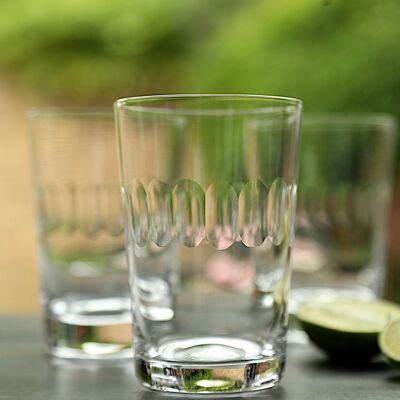 A Set Of Six Crystal Tumblers with Lens Design