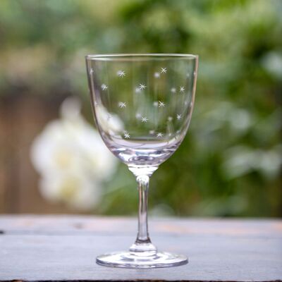 A Set Of Six Crystal Wine Glasses with Stars Design