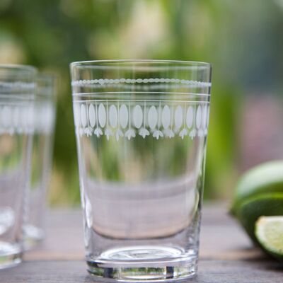 A Set Of Six Crystal Tumblers with Ovals Design
