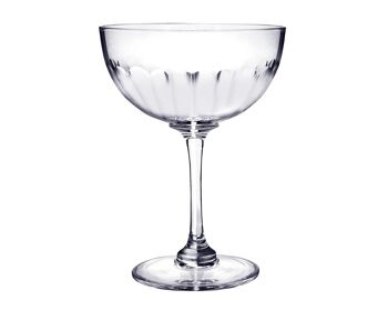 Un ensemble de six soucoupes à champagne en cristal avec motif lentille 2