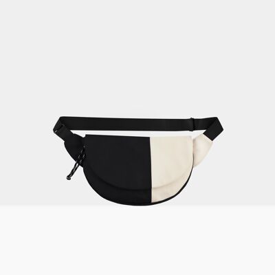 Fanny pack with flap Anna black and white
